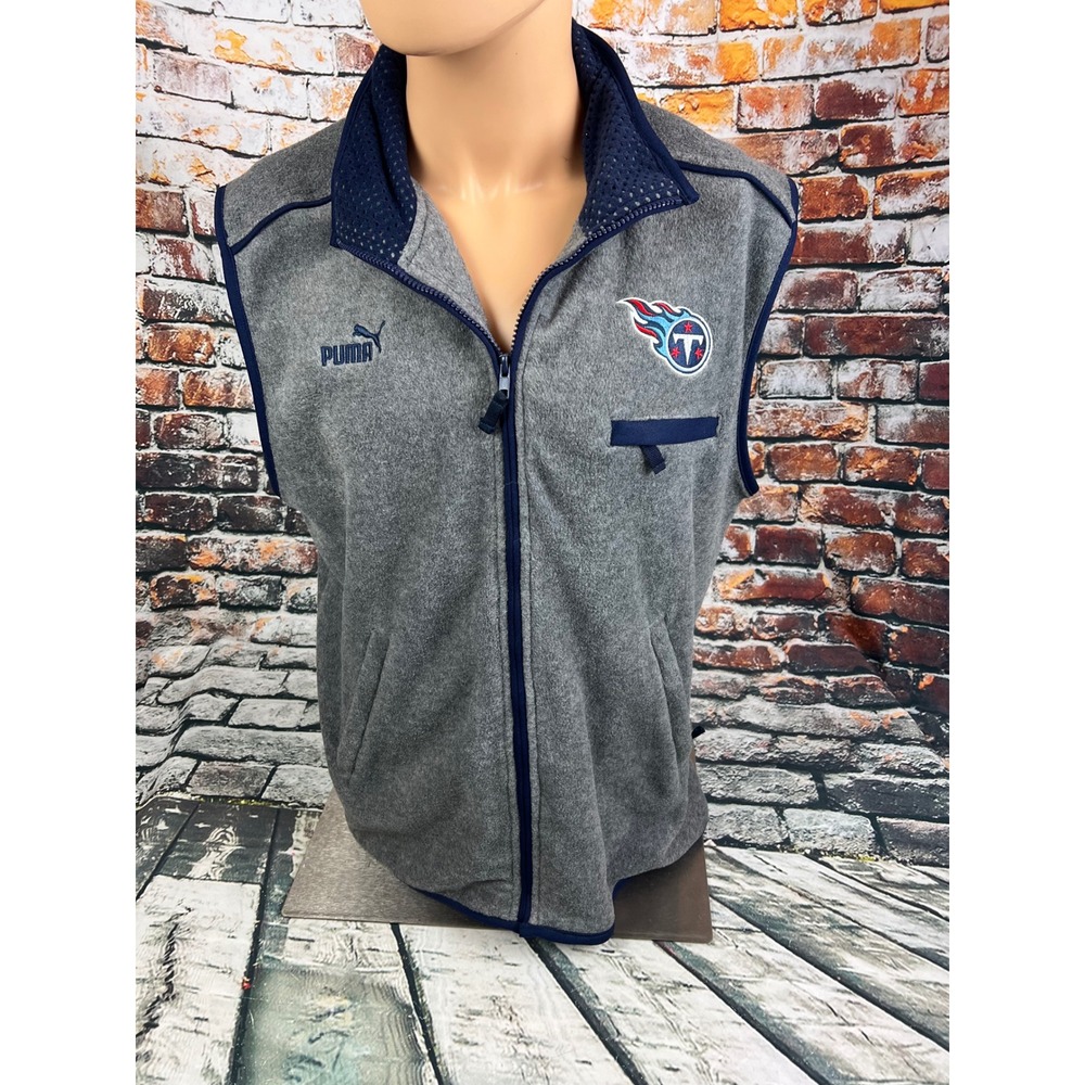 Puma Tennessee Titans NFL Fleece Vest‎ M/M Gray Blue Zip Up NFL Logo